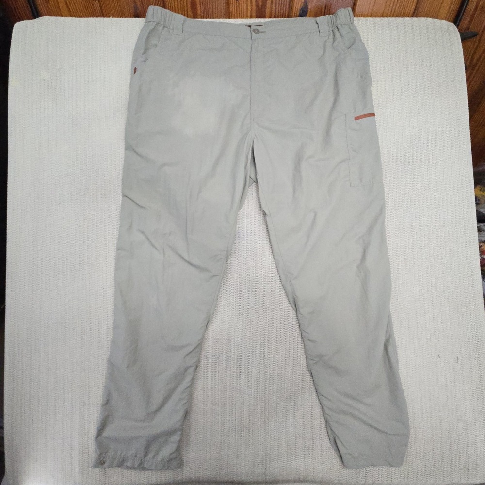 Simms Pants Mens 46x34 Gray 3XDRY Nylon Fishing Khakis Elastic Waist Pockets